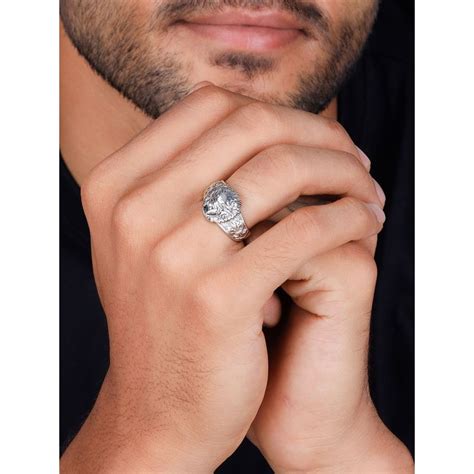 Buy Giva Oxidised Silver Lion Ring for Men Online