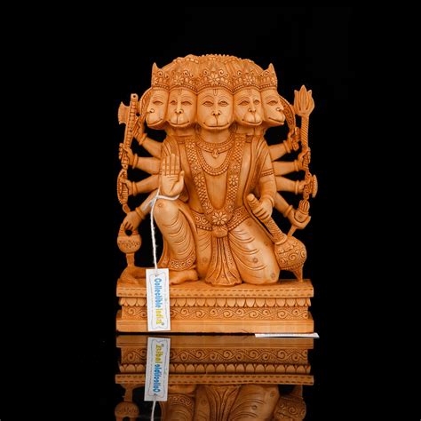 Buy Collectible India Panchmukhi Hanuman Wooden Statue Hanuman Murti ...