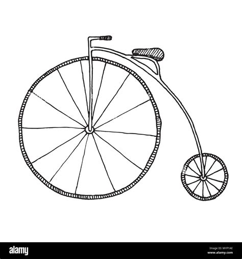 Sketch of Penny-farthing. Bicycle isolated on white background. Vector illustration Stock Vector ...