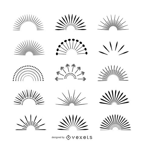 Sunburst Illustration Collection Vector Download