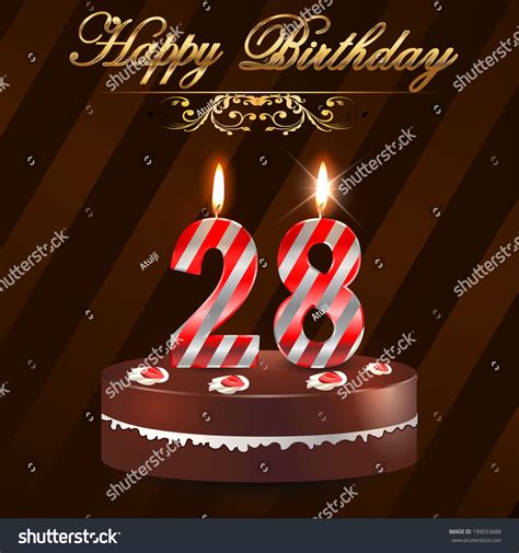 28 Year Happy Birthday Card Cake Stock Vector 199033688 - Shutterstock