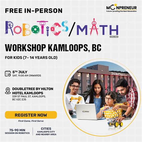 In-person Free Robotics Workshop For Kids at Kamloops, BC (7-14yrs ...