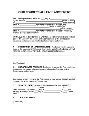 Fillable Online OHIO COMMERCIAL LEASE AGREEMENT Fax Email Print - pdfFiller