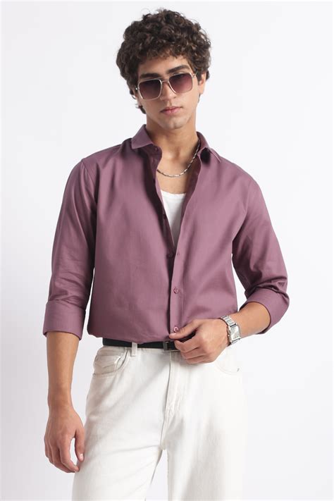 Buy Classic Dobby Solid Shirt For Men Lavender - Blu Mnky