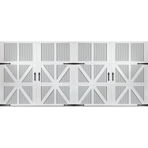 Pella 16-ft x 7-ft Insulated True White-Gray Double Garage Door at ...