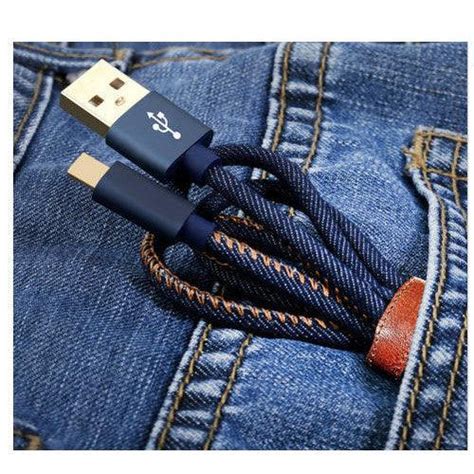 2.4A Micro USB Fast Charge and sync Data Transfer Cable 1 Meter Denim ...