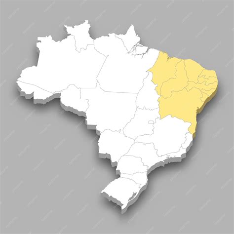 Localização da Região Nordeste no mapa do Brasil | Vetor Premium