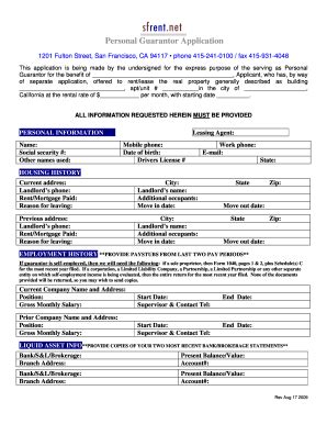 Fillable Online Personal Guarantor Application - Amazon Web Services ...