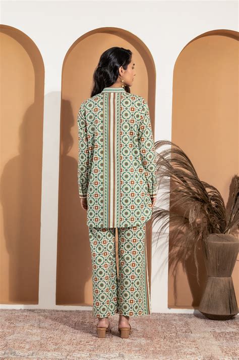 Sage Green Pattern Co-ord Set – Paraa India