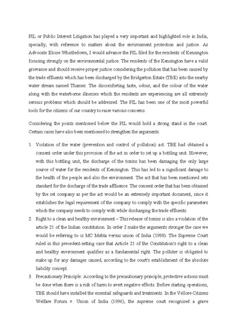 Environment Law Brief Summary - PIL or Public Interest Litigation has ...