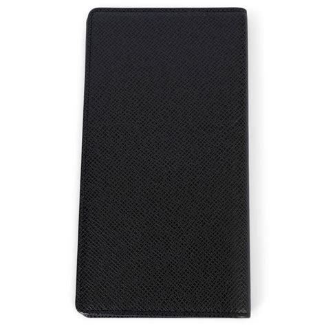 LOUIS VUITTON black Taiga leather LONG CREDIT CARD Wallet For Sale at ...