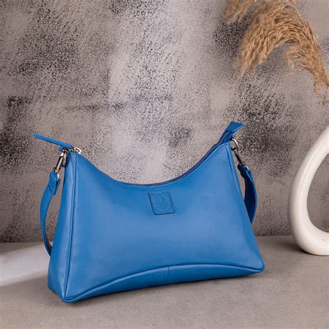 Buy Leather Maria Blue Hobo Bag Online for Women | Abelardo De Moda