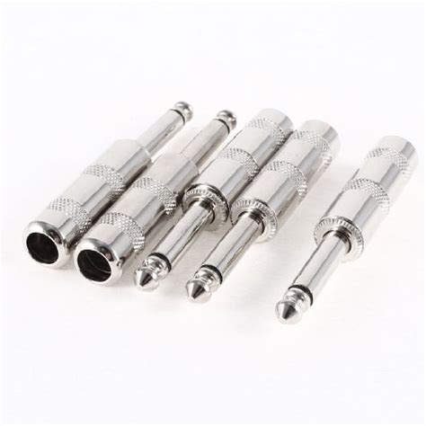BIG BOOM® 5 Pcs Silver Tone 6. 35mm 1/4Male to Female Mono Mic Audio ...