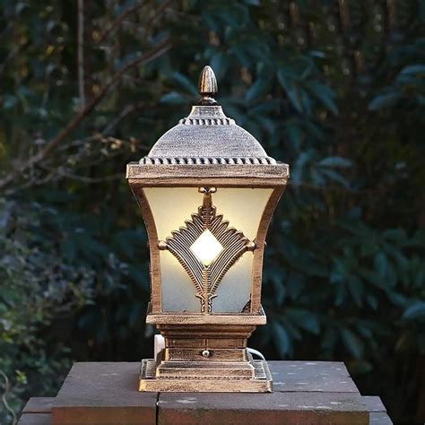Hdc Vintage Pillar Light Glass Lantern Garden Lighting Outdoor Yard Ga