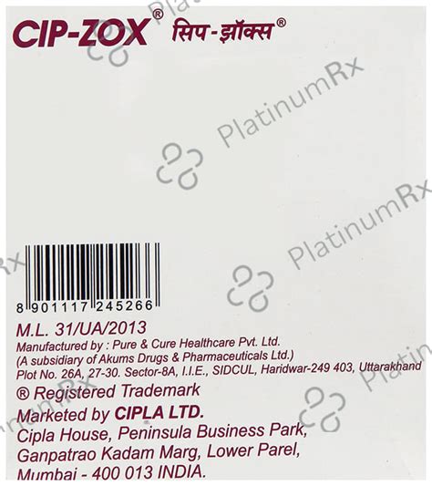 Buy Cip Zox 500/50/325mg Tablet 6s Online: Uses, Side Effects and Price ...