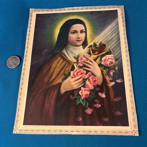 VINTAGE COLOR PICTURE “ST. THERESE (THE LITTLE FLOWER OF JESUS) PRAY ...