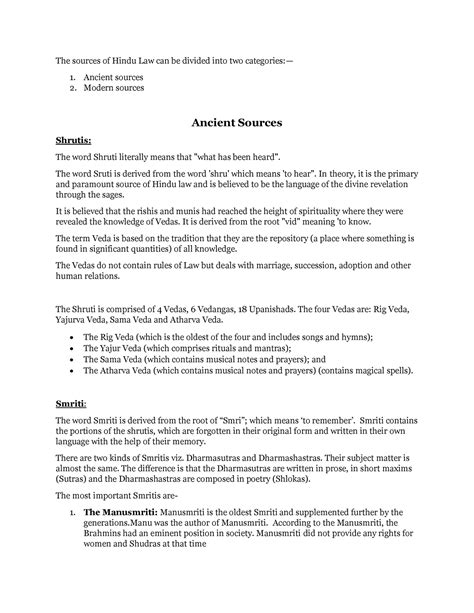 Sources of Hindu Law - Ancient sources 2. Modern sources Ancient ...