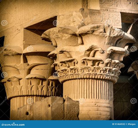 Columns Capitals at Kom-Ombo (Egypt) Stock Photo - Image of carving ...
