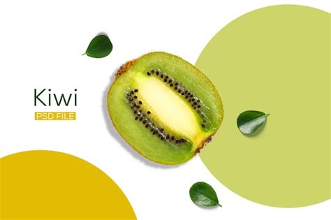 Psd fresh kiwi with leaves isolated | Premium PSD