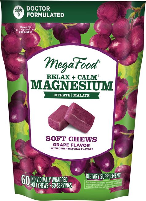 Amazon.com: MegaFood Relax + Calm Magnesium Supplement - Soft Chews ...