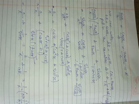 if sinx/a=cosx/b=tanx/c=k,then bc+1/ck+ak/1+bk is equal to - Brainly.in