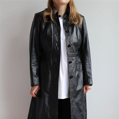 Vintage Black Leather Trench Coat. Originally Women Size S. 90’s Era ...