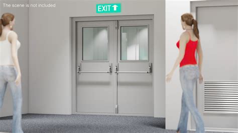 Grey Fire Exit Doors with Panic Bar 3D Model $19 - .3ds .blend .c4d ...