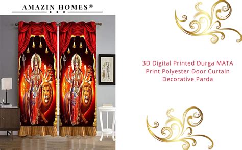 Buy Amazin Homes 3D Digital Printed Durga MATA Print Polyester Door ...