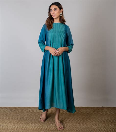 Teal Ombre Dye Dress – Tulsi Online