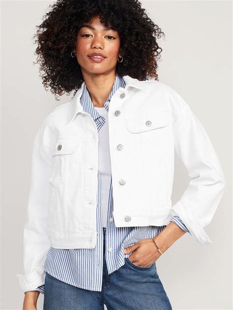 Women's Cropped White-Wash Jean Jacket - - Plus Size 3X | White denim ...