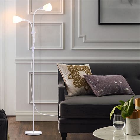 Double LED Floor Lamp Torchiere Super Bright Floor Lamp with Reading Lamp