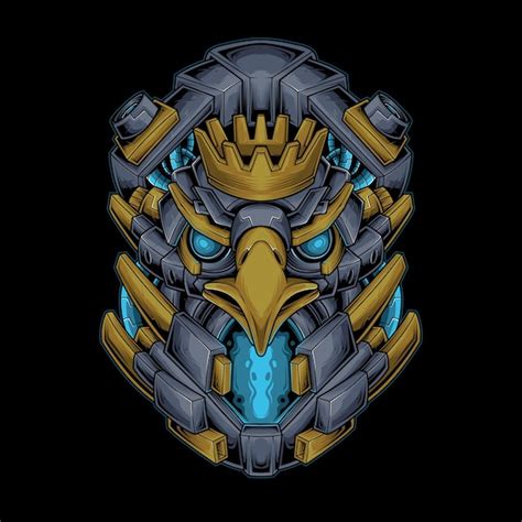 König, Adler, Cyberpunk, Vektor, Illustration | Premium Vektor