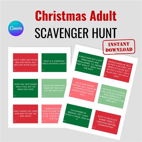 Christmas Scavenger Hunt for Adults & Teens | Printable Treasure Hunt ...