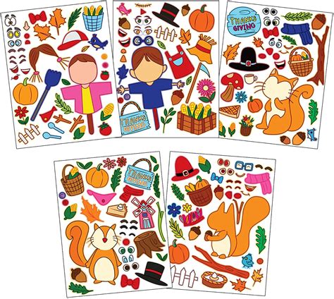 Buy JOYIN 40 PCS Thanksgiving Crafts Full-Body Make A Turkey Sticker ...