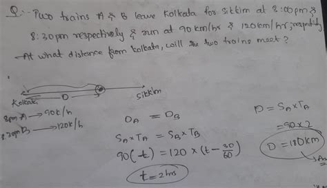 two trains A and B leave Kolkata for Sikkim at 8:00 and 8:30 p.m ...