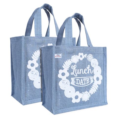Buy Heart Home Lunch Bag|Reusable Jute Fabric Tote Bag|Lunch Date Print ...
