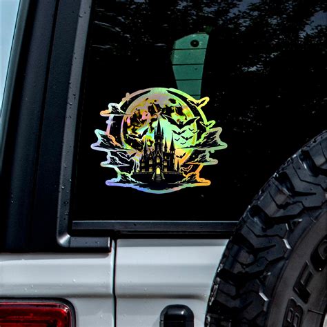 (2 Packs, Holographic Effect, 3.6'' X 2.8'') Sticker Of Full Moon With ...