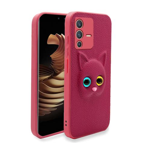 Pikkme Vivo V23 5G Back Cover for Girls | Cute Cat Leather Finish ...