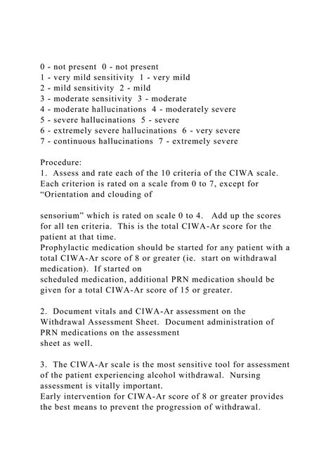 Alcohol Withdrawal Assessment Scoring Guidelines (CIWA - Ar) .docx