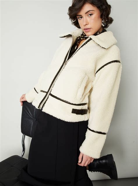 Buy Women Sherpa Jacket with Belt Detail Online at just Rs. 2899.0 ...