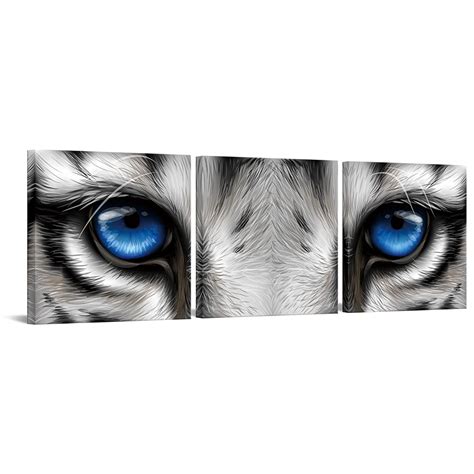 VANSEEING 3 Pieces Tiger Pictures Wall Decor Wild Animal with Blue Eyes ...