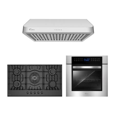 Shop Empava 3 Piece Kitchen Package with 36-in 5 Burners Black Gas ...