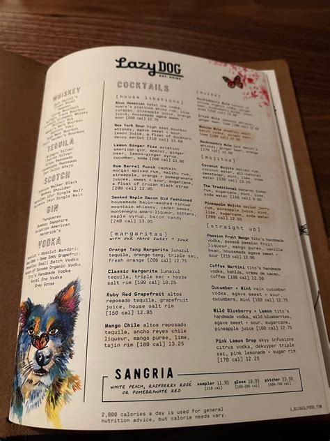Menu at Lazy Dog Restaurant & Bar, Oak Brook