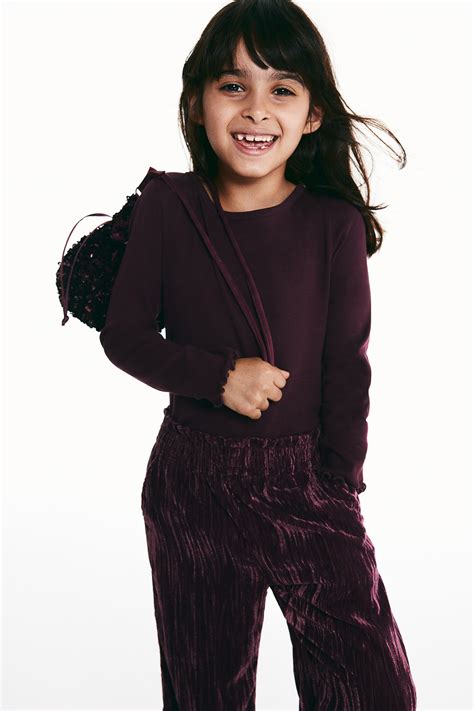 Overlock-detail cotton top - Dark red - Kids | H&M IN