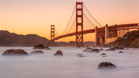Marshall's Beach with Golden Gate Bridge at sunset, San Francisco ...