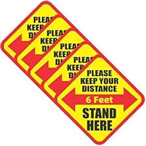 INSHOPFITTING 12" Social Distancing Floor Decals - Keep 6 Feet Distance ...