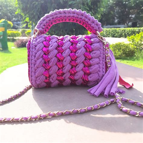 Shiroli Handmade Crochet Orchid-Pink Metallica Crochet Bag