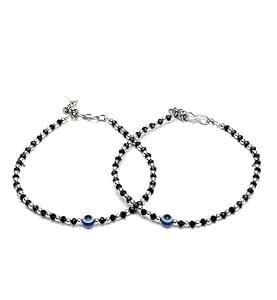VR Creatives Stylish Women's Evil Eye Anklets with Oxidised Black and ...