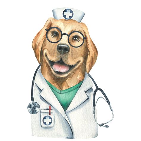 Premium Photo | Portrait of a golden retriever dog in a doctors costume
