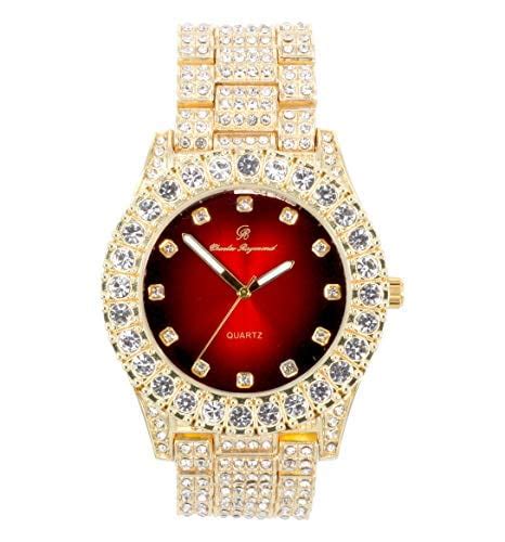 Charles Raymond Blinged Out Round Metal Hip Hop Watch with Diamond ...